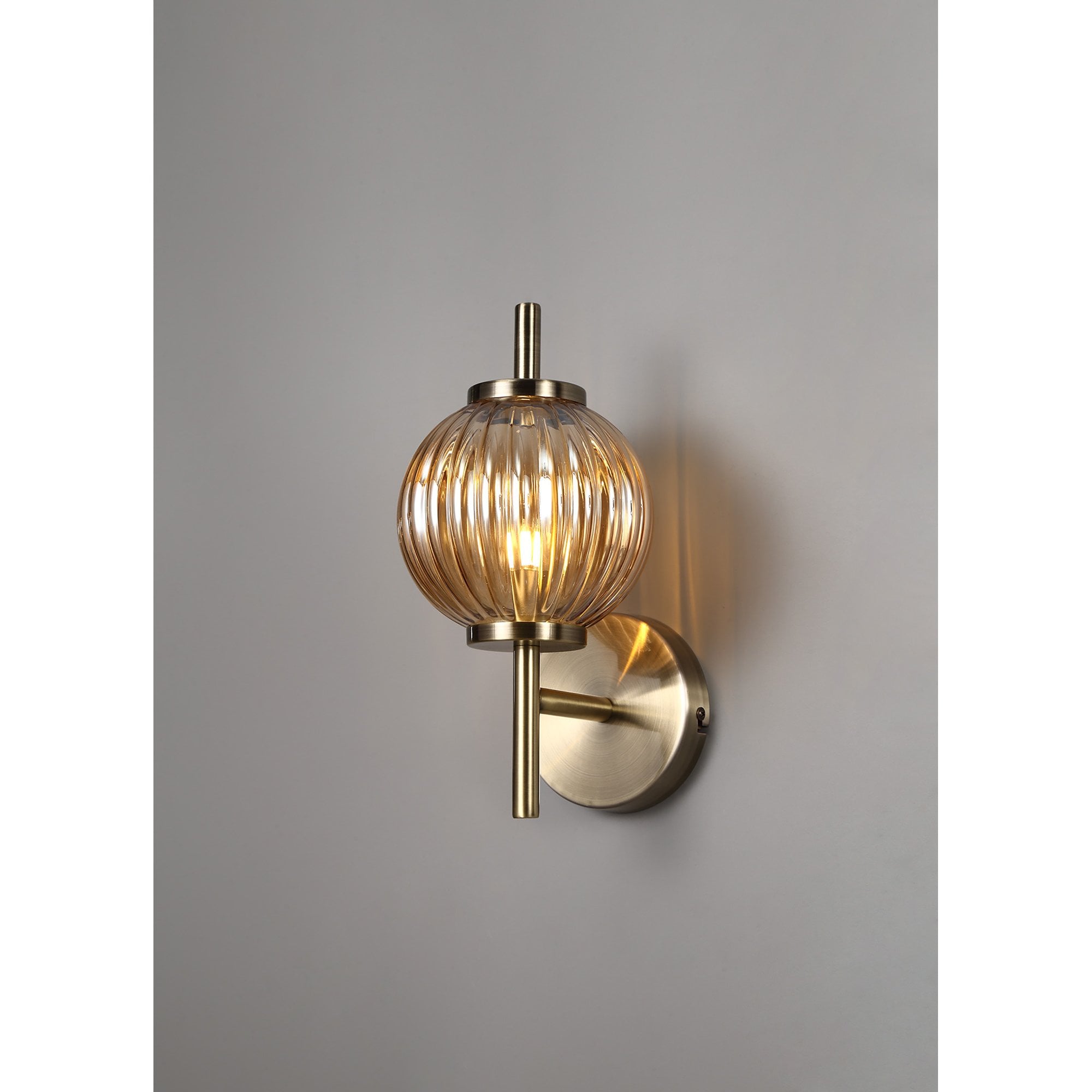 NL74449 Farro Wall Lamp Antique Brass/Amber Glass