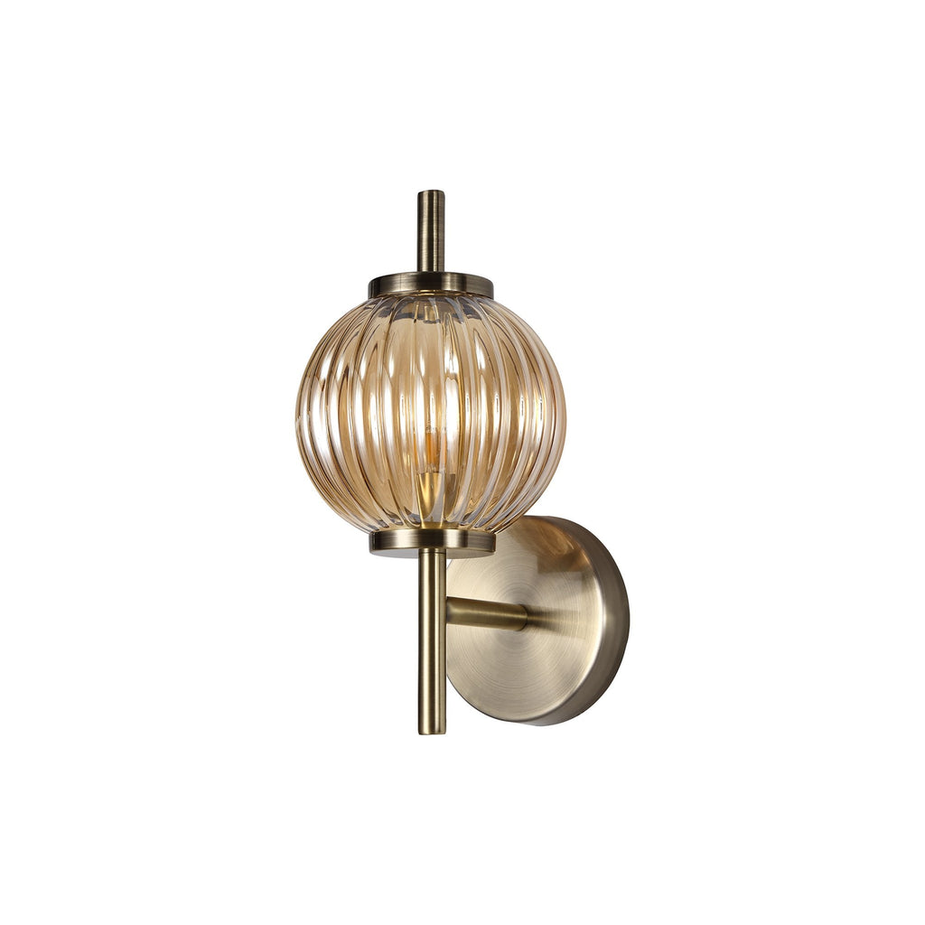 NL74449 Farro Wall Lamp Antique Brass/Amber Glass