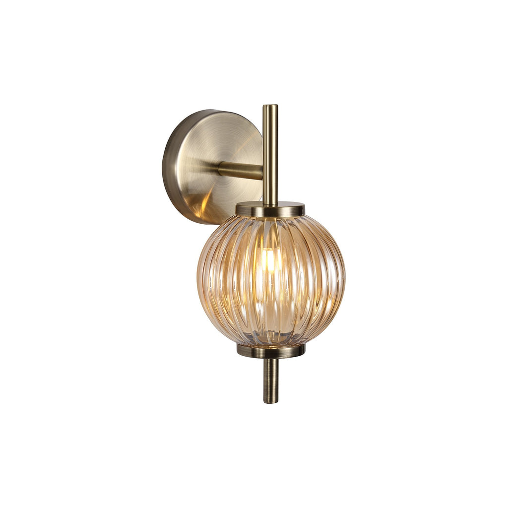 NL74449 Farro Wall Lamp Antique Brass/Amber Glass
