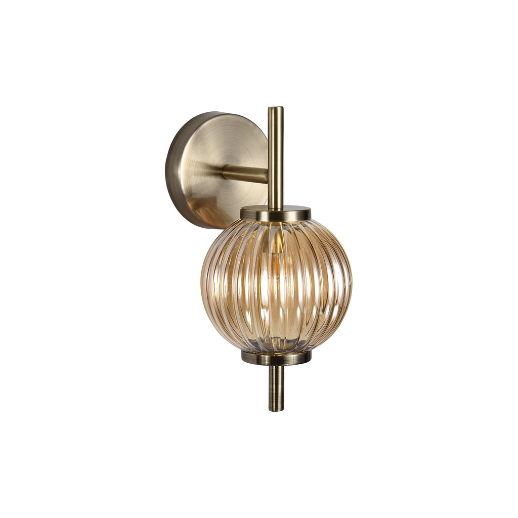 NL74449 Farro Wall Lamp Antique Brass/Amber Glass