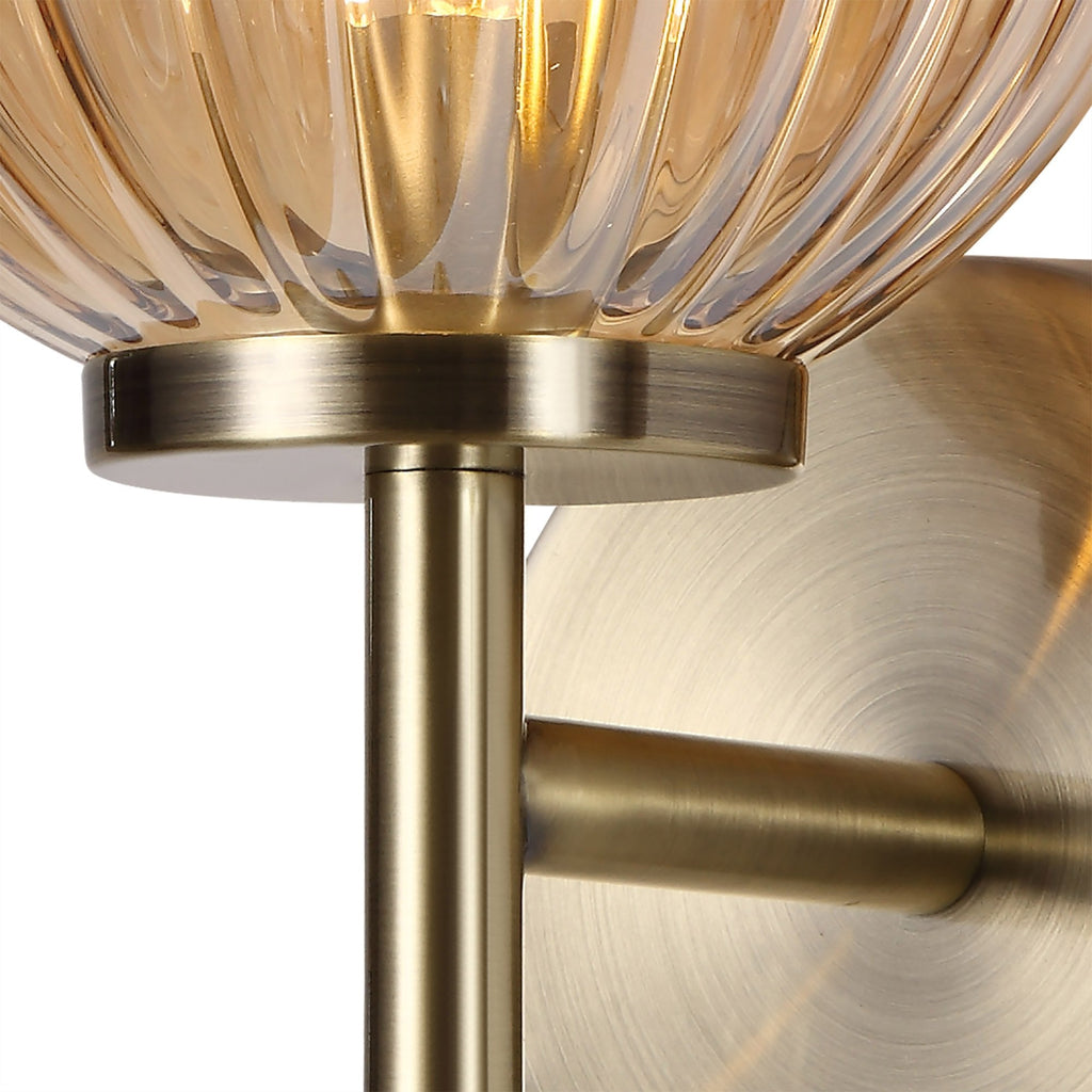 NL74449 Farro Wall Lamp Antique Brass/Amber Glass