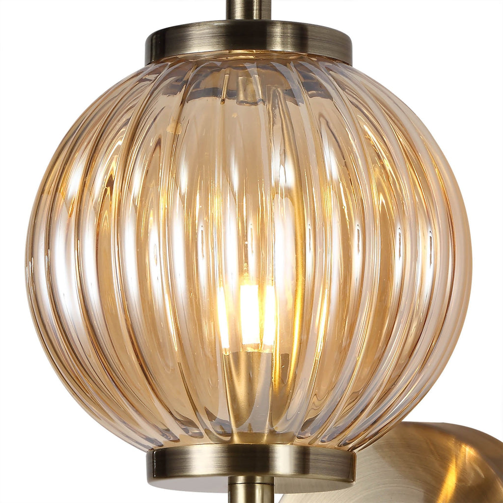 NL74449 Farro Wall Lamp Antique Brass/Amber Glass