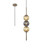 NL74459 Farro Pendant Antique Brass/Smoked & Amber Glass