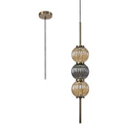 NL74459 Farro Pendant Antique Brass/Smoked & Amber Glass