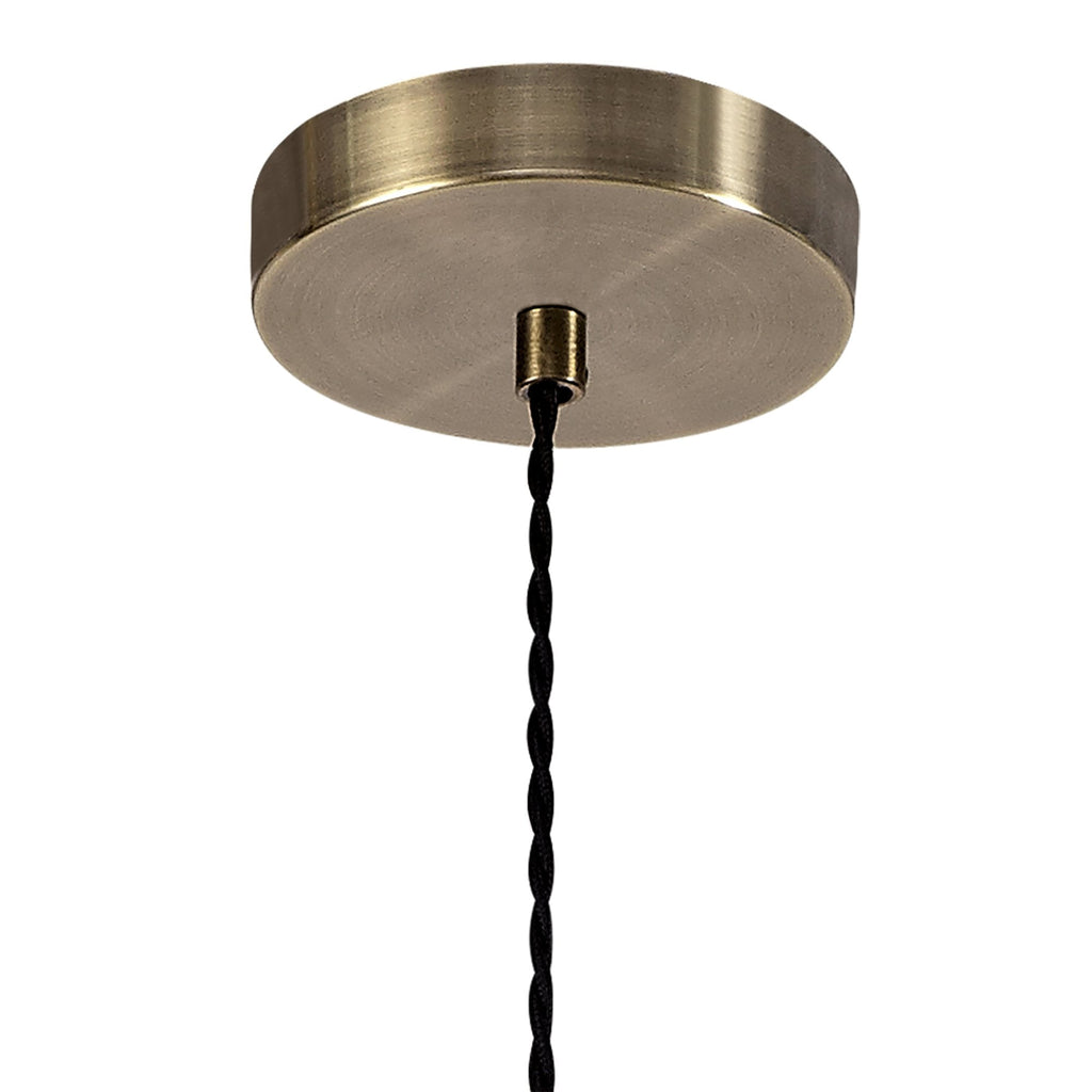 NL74459 Farro Pendant Antique Brass/Smoked & Amber Glass