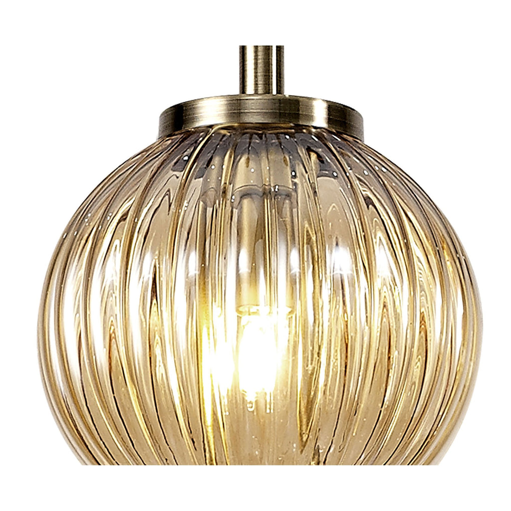 NL74459 Farro Pendant Antique Brass/Smoked & Amber Glass