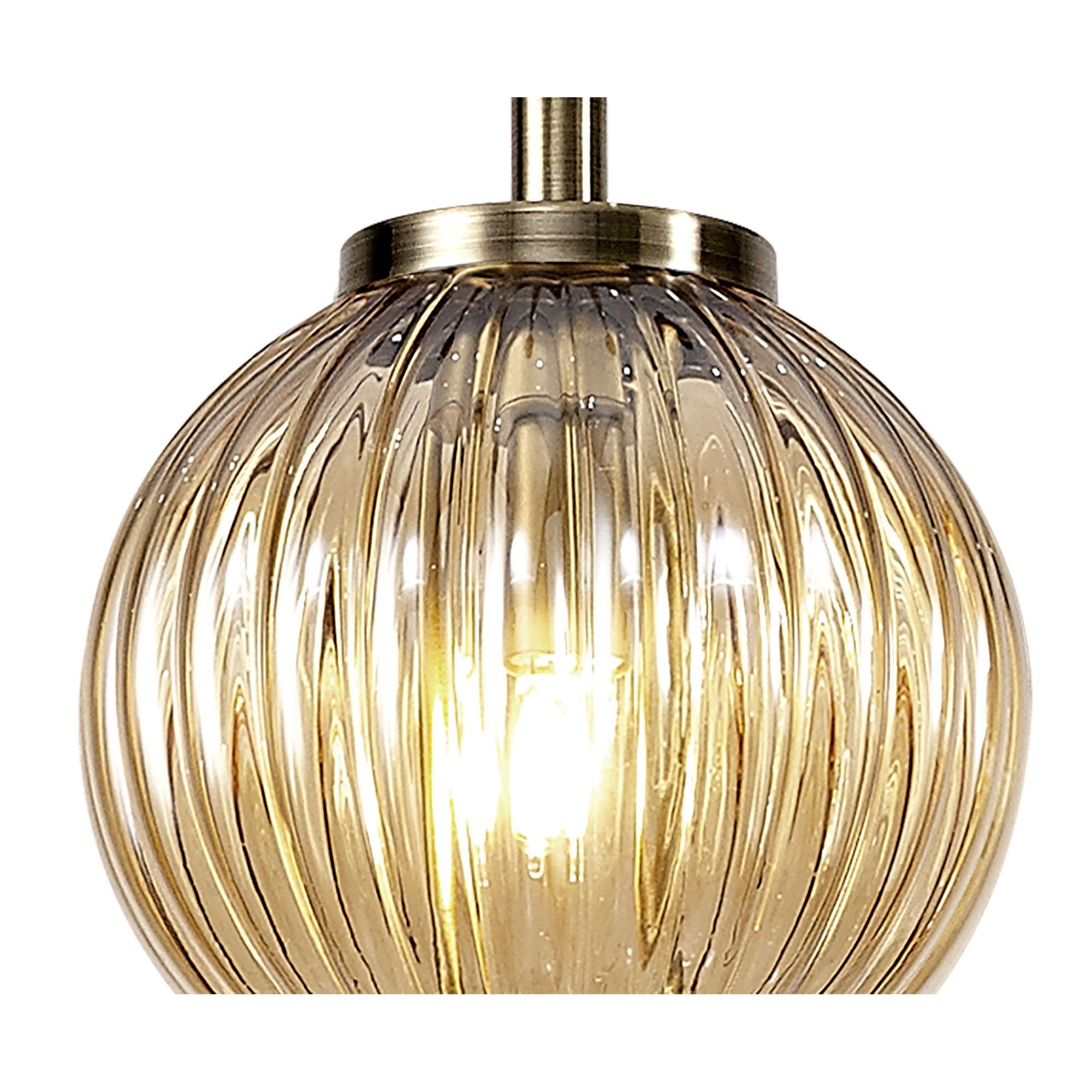 NL74459 Farro Pendant Antique Brass/Smoked & Amber Glass