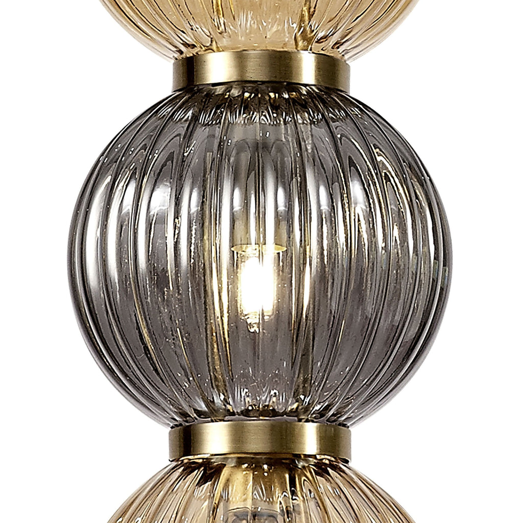 NL74459 Farro Pendant Antique Brass/Smoked & Amber Glass