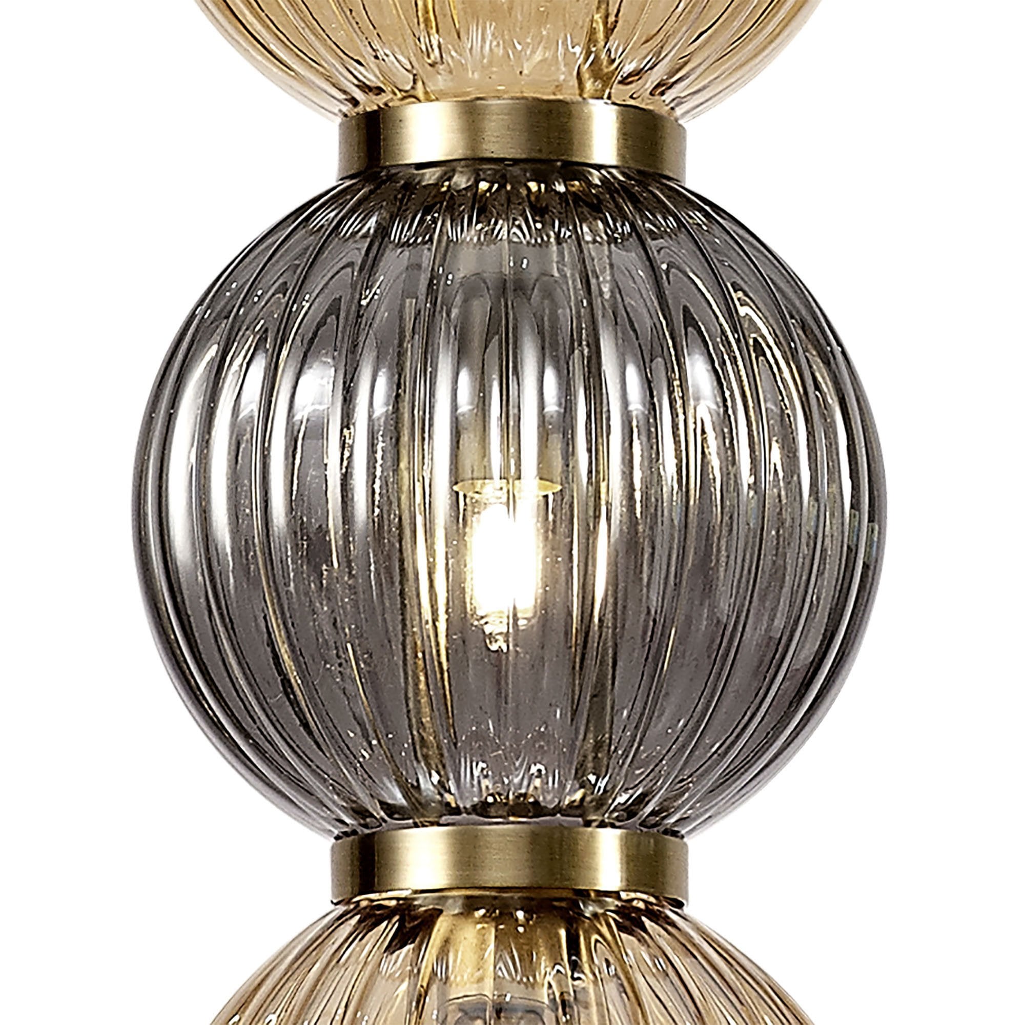 NL74459 Farro Pendant Antique Brass/Smoked & Amber Glass