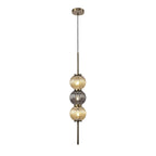 NL74459 Farro Pendant Antique Brass/Smoked & Amber Glass