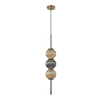 NL74459 Farro Pendant Antique Brass/Smoked & Amber Glass