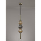 NL74459 Farro Pendant Antique Brass/Smoked & Amber Glass