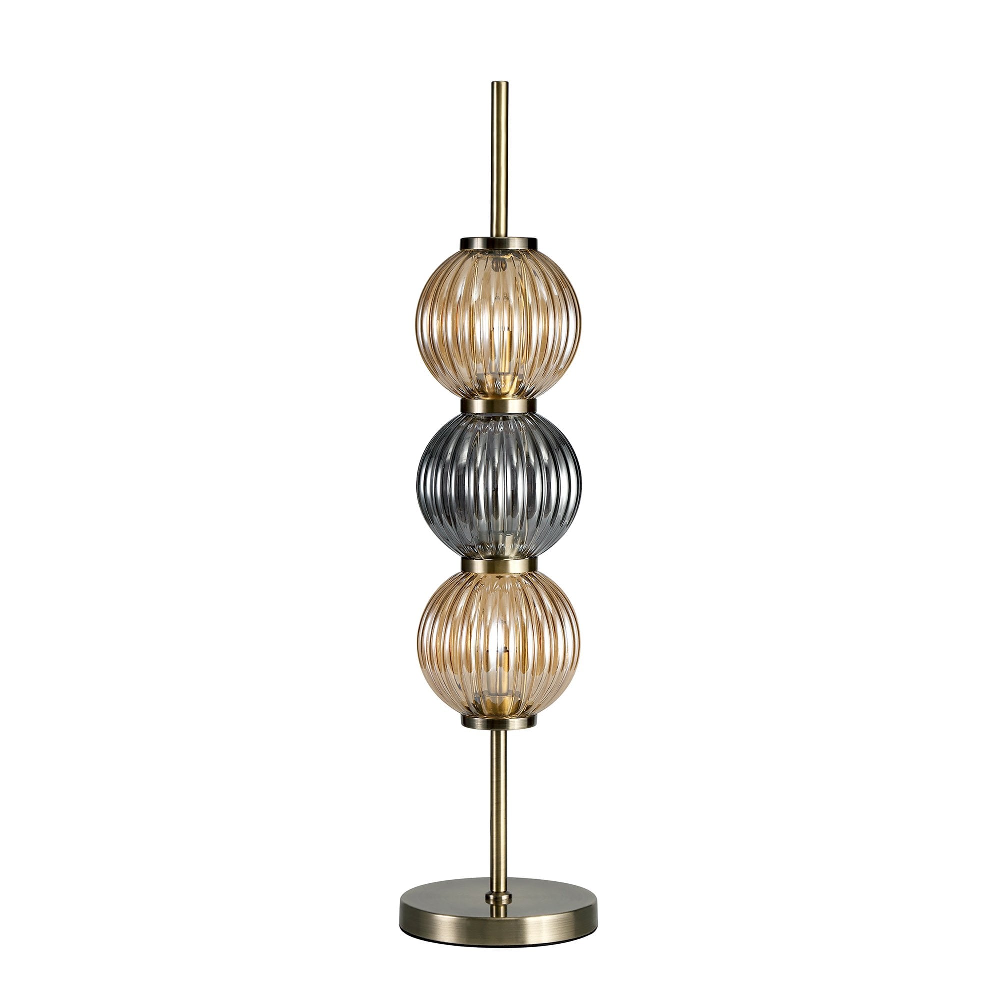 NL74469 Farro Table Lamp Antique Brass/Smoked & Amber Glass