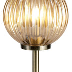 NL74469 Farro Table Lamp Antique Brass/Smoked & Amber Glass