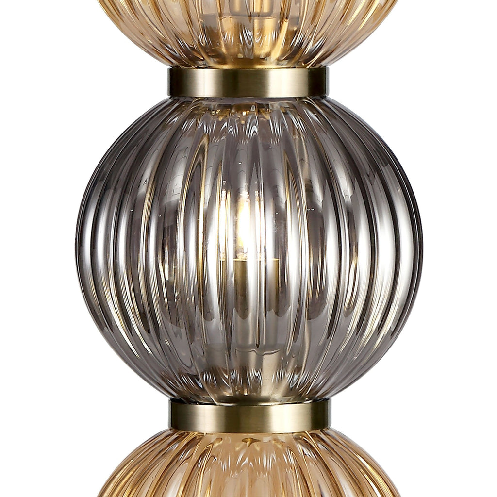 NL74469 Farro Table Lamp Antique Brass/Smoked & Amber Glass