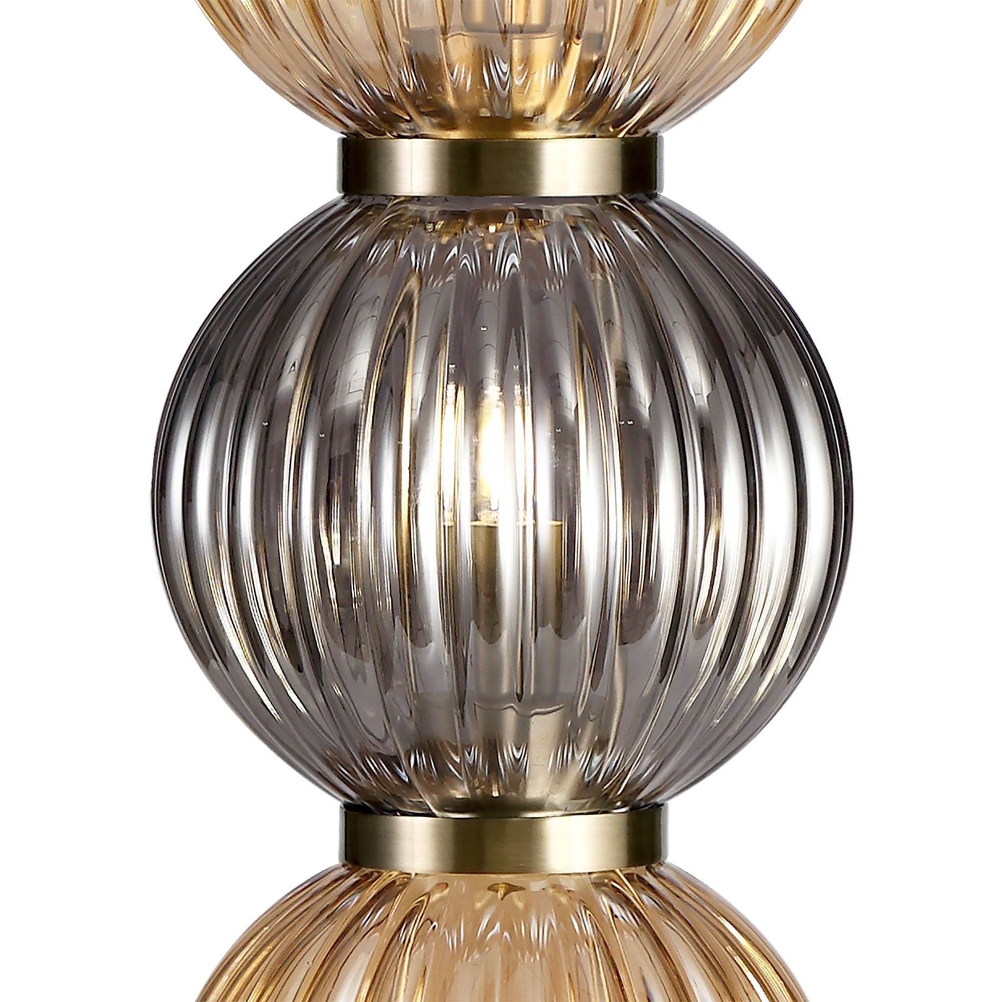NL74469 Farro Table Lamp Antique Brass/Smoked & Amber Glass