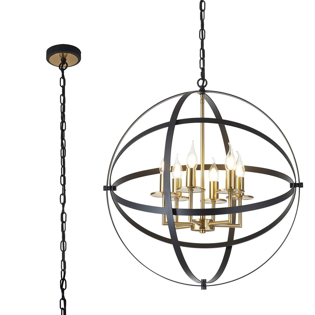 NL83249 Galaxy 6 Light Pendant Black/Gold