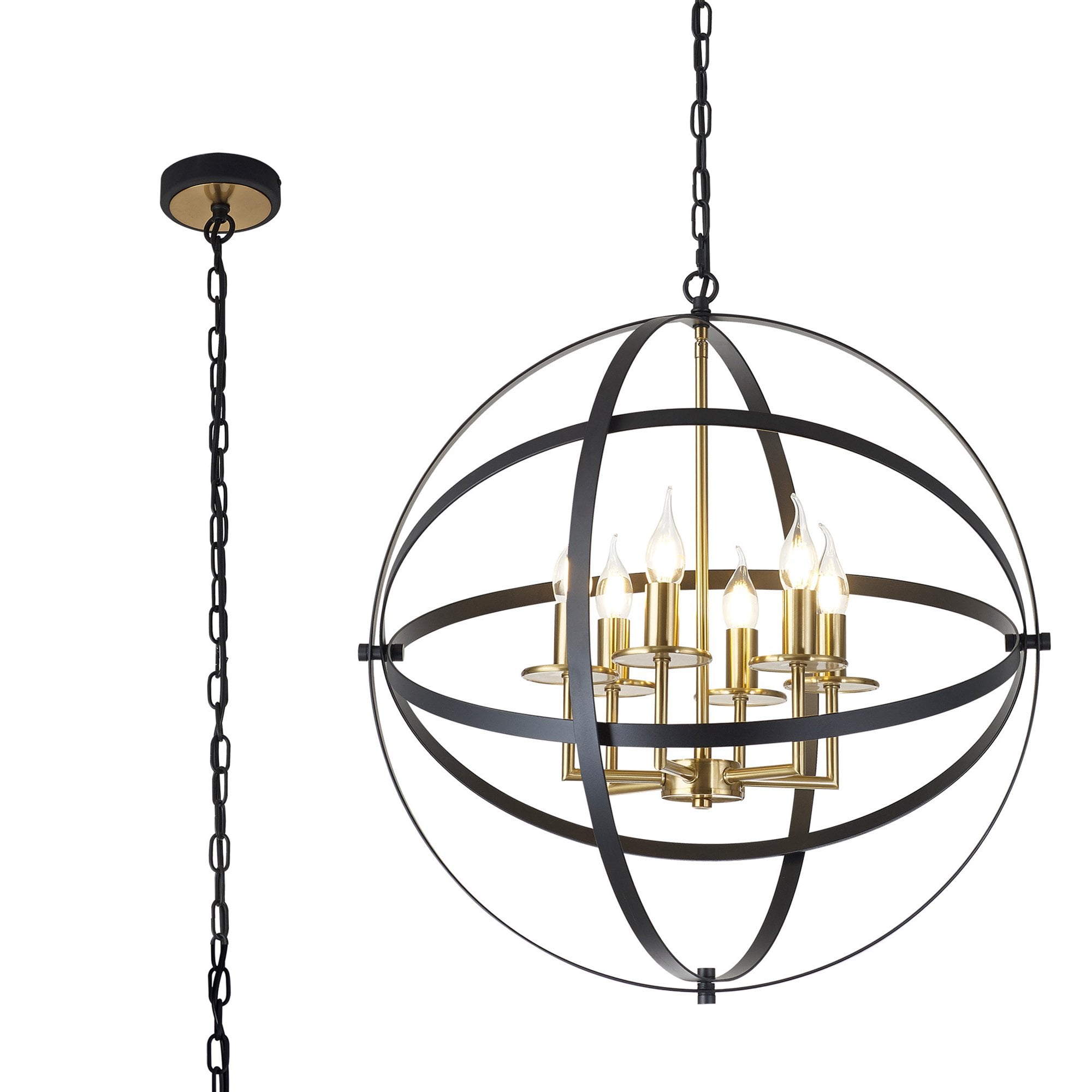 NL83249 Galaxy 6 Light Pendant Black/Gold