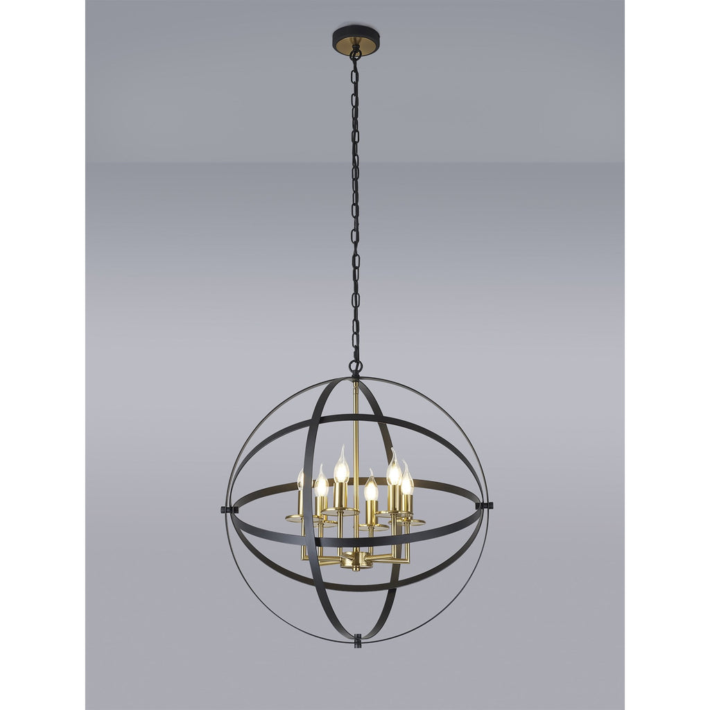 NL83249 Galaxy 6 Light Pendant Black/Gold