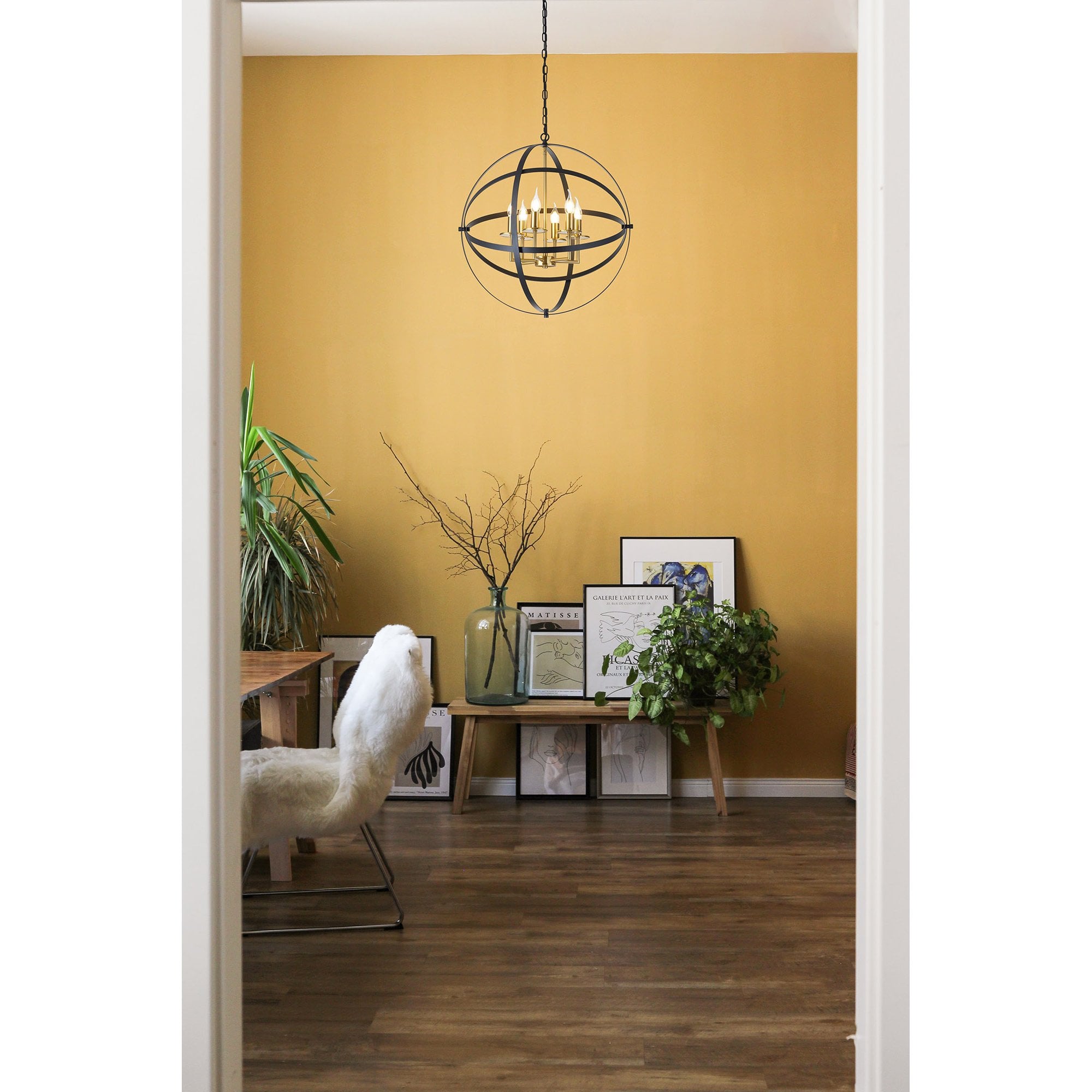 NL83249 Galaxy 6 Light Pendant Black/Gold