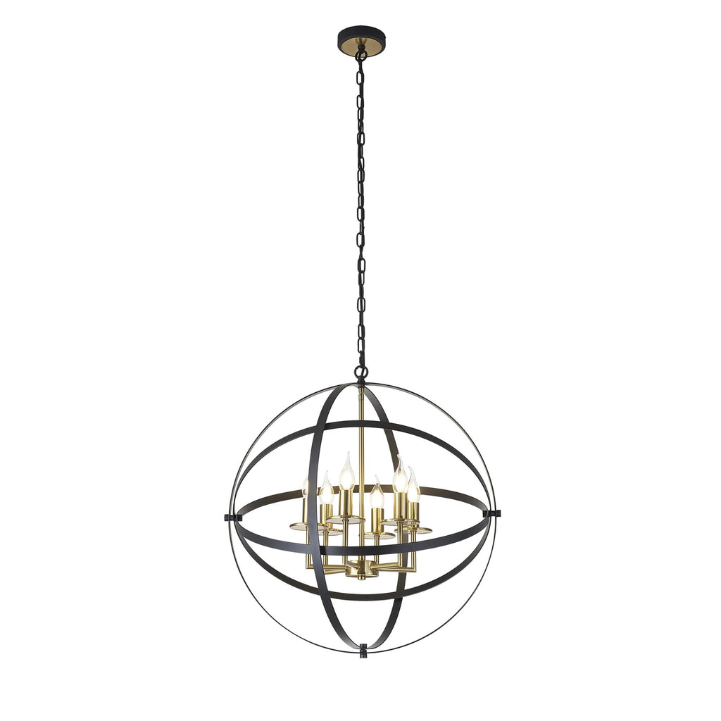 NL83249 Galaxy 6 Light Pendant Black/Gold