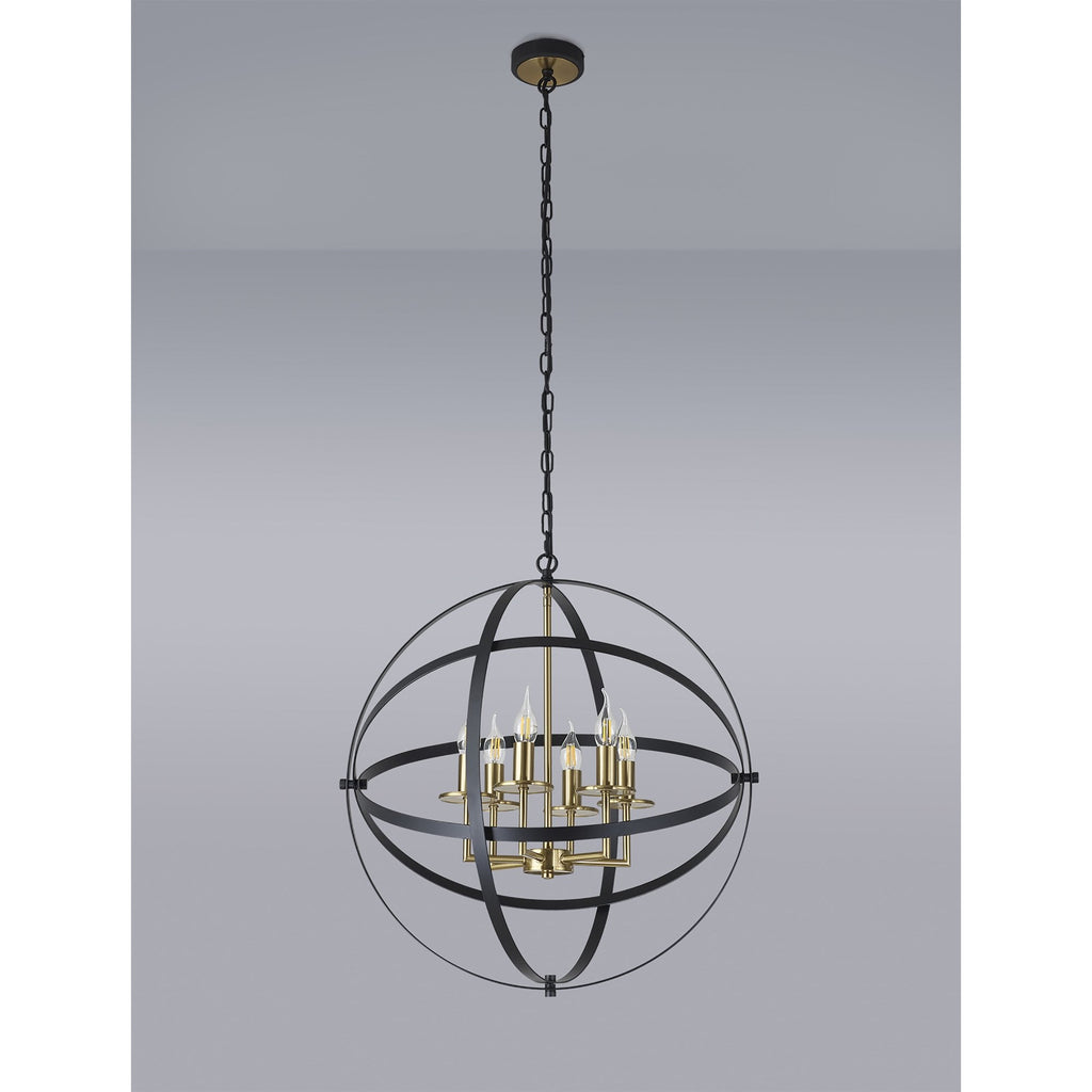 NL83249 Galaxy 6 Light Pendant Black/Gold