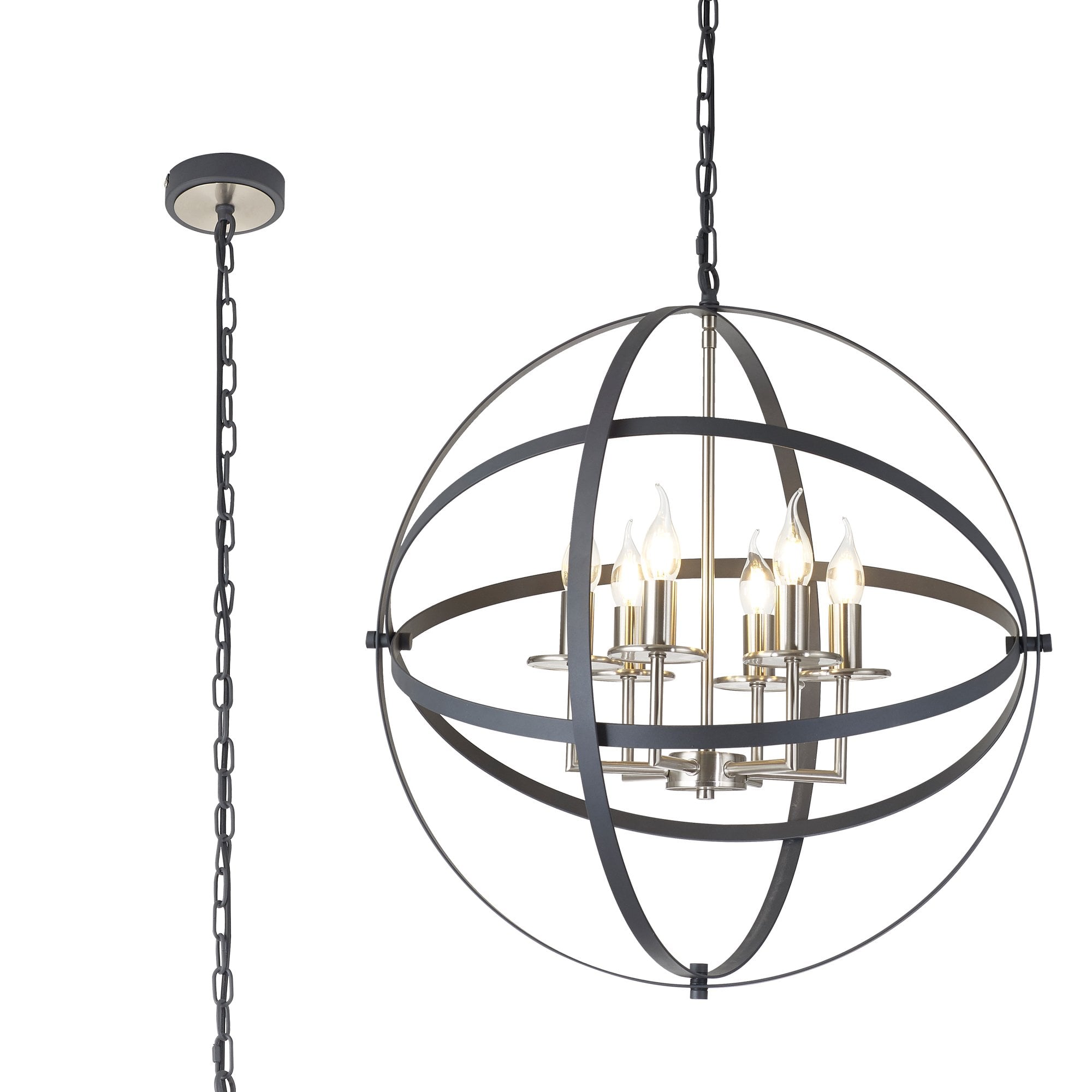 NL83259 Galaxy 6 Light Pendant Anthracite/Satin Nickel
