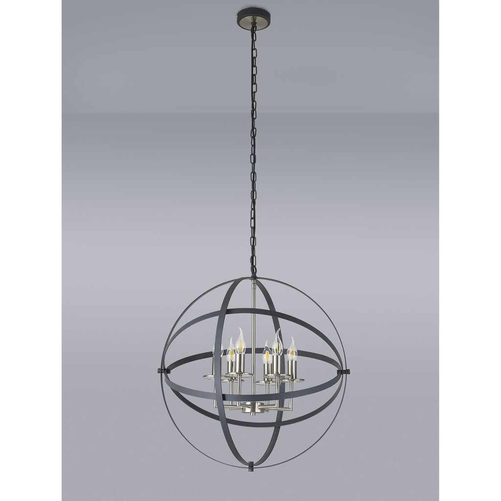 NL83259 Galaxy 6 Light Pendant Anthracite/Satin Nickel