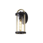 NL75829 Gast Outdoor Small Wall Lamp 1 Light Black & Gold/Clear Glass