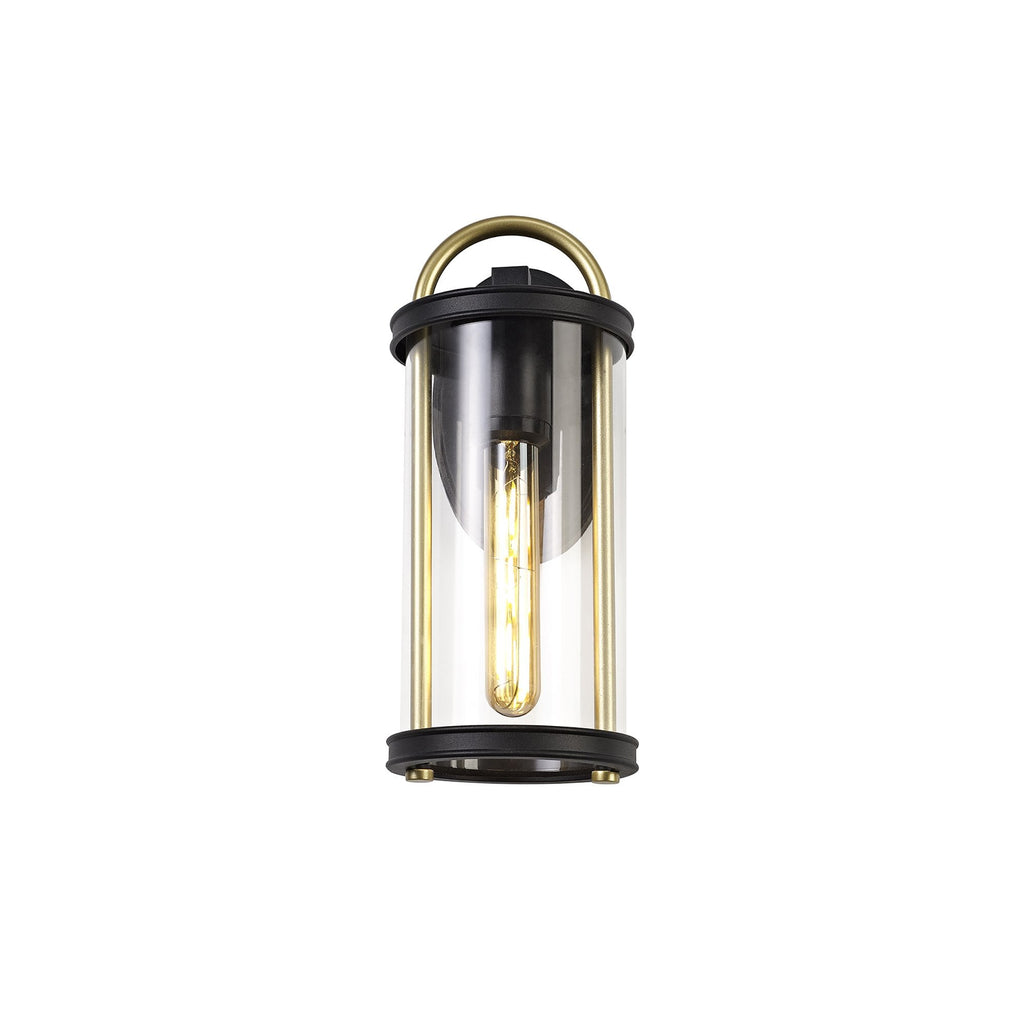 NL75829 Gast Outdoor Small Wall Lamp 1 Light Black & Gold/Clear Glass