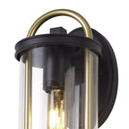 NL75829 Gast Outdoor Small Wall Lamp 1 Light Black & Gold/Clear Glass