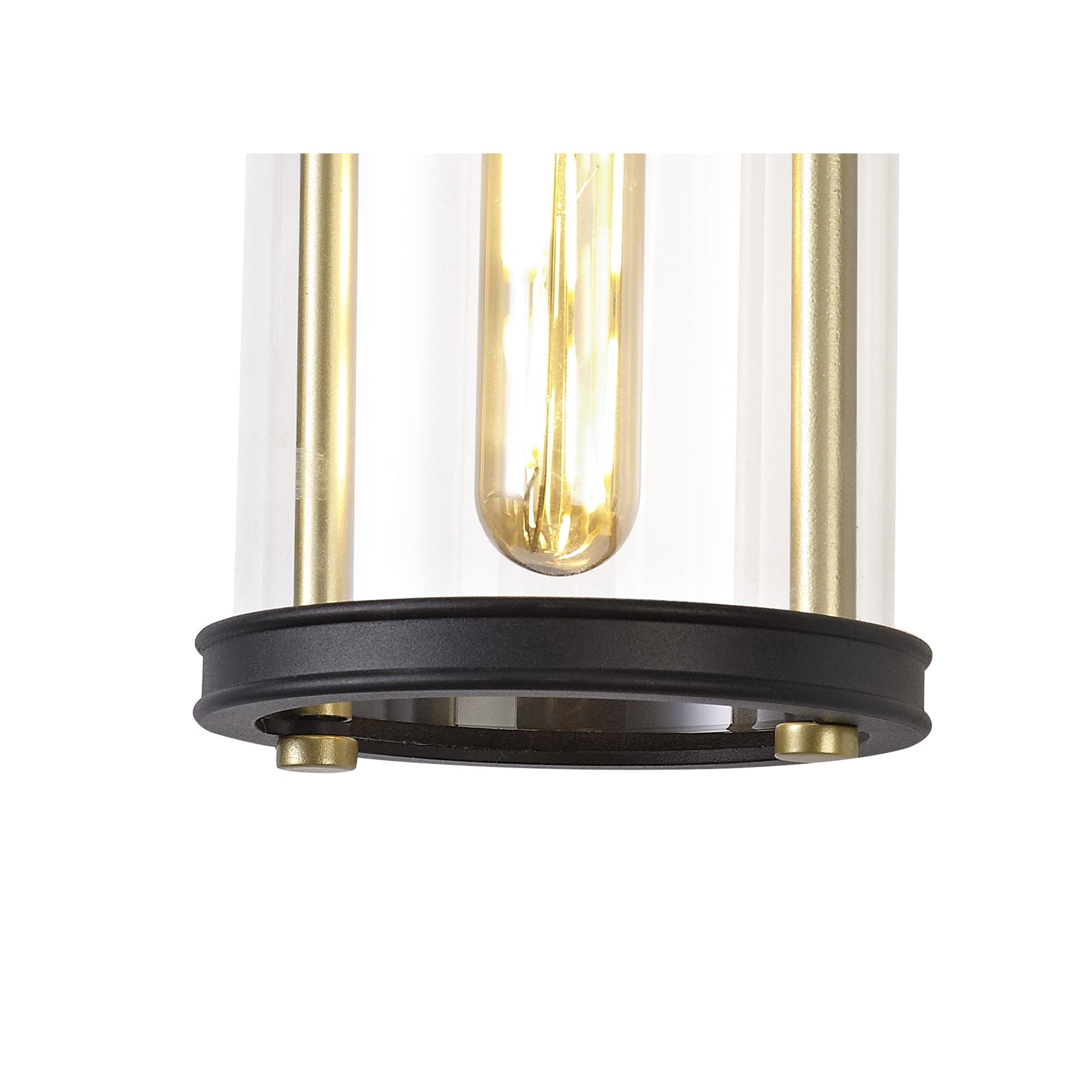 NL75829 Gast Outdoor Small Wall Lamp 1 Light Black & Gold/Clear Glass