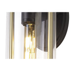 NL75829 Gast Outdoor Small Wall Lamp 1 Light Black & Gold/Clear Glass