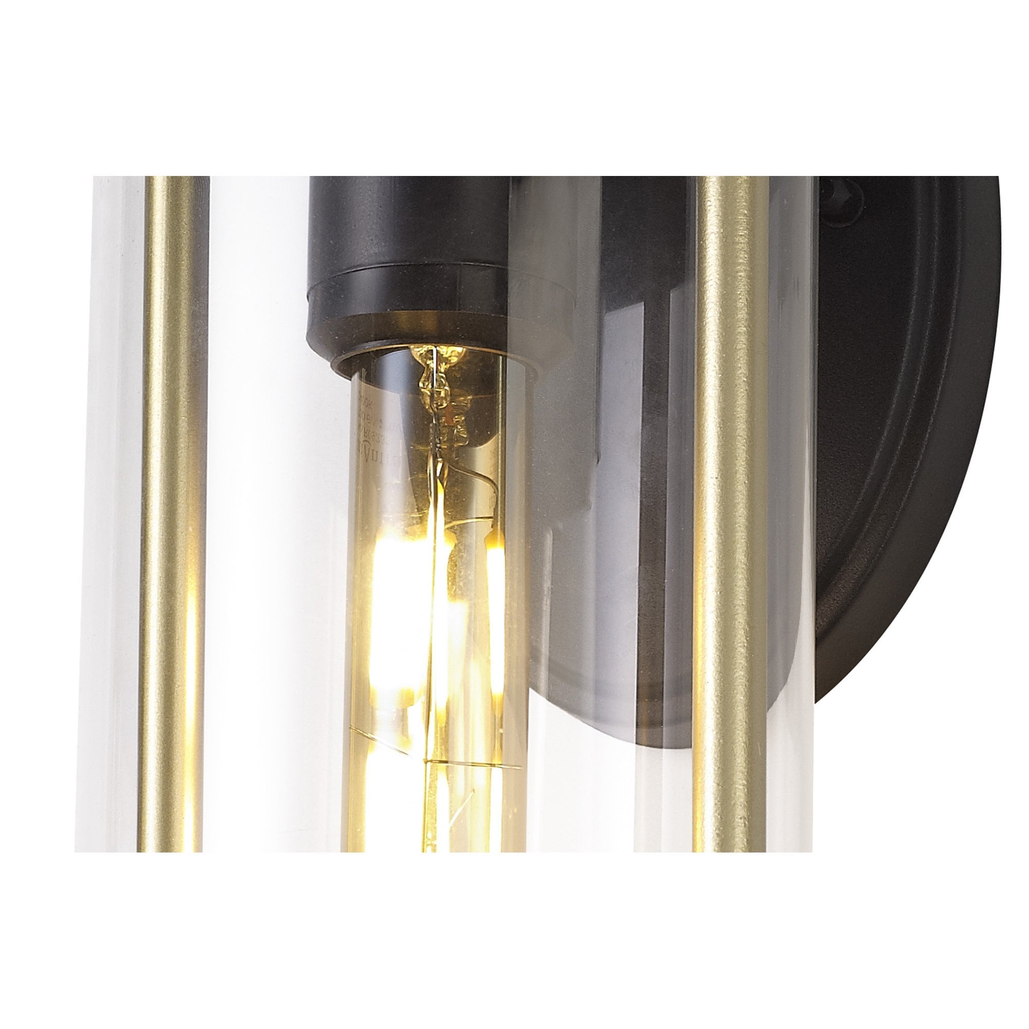 NL75829 Gast Outdoor Small Wall Lamp 1 Light Black & Gold/Clear Glass