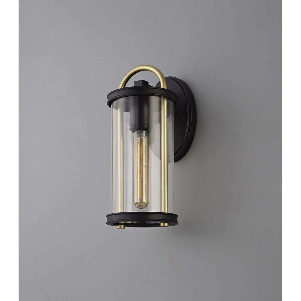NL75829 Gast Outdoor Small Wall Lamp 1 Light Black & Gold/Clear Glass