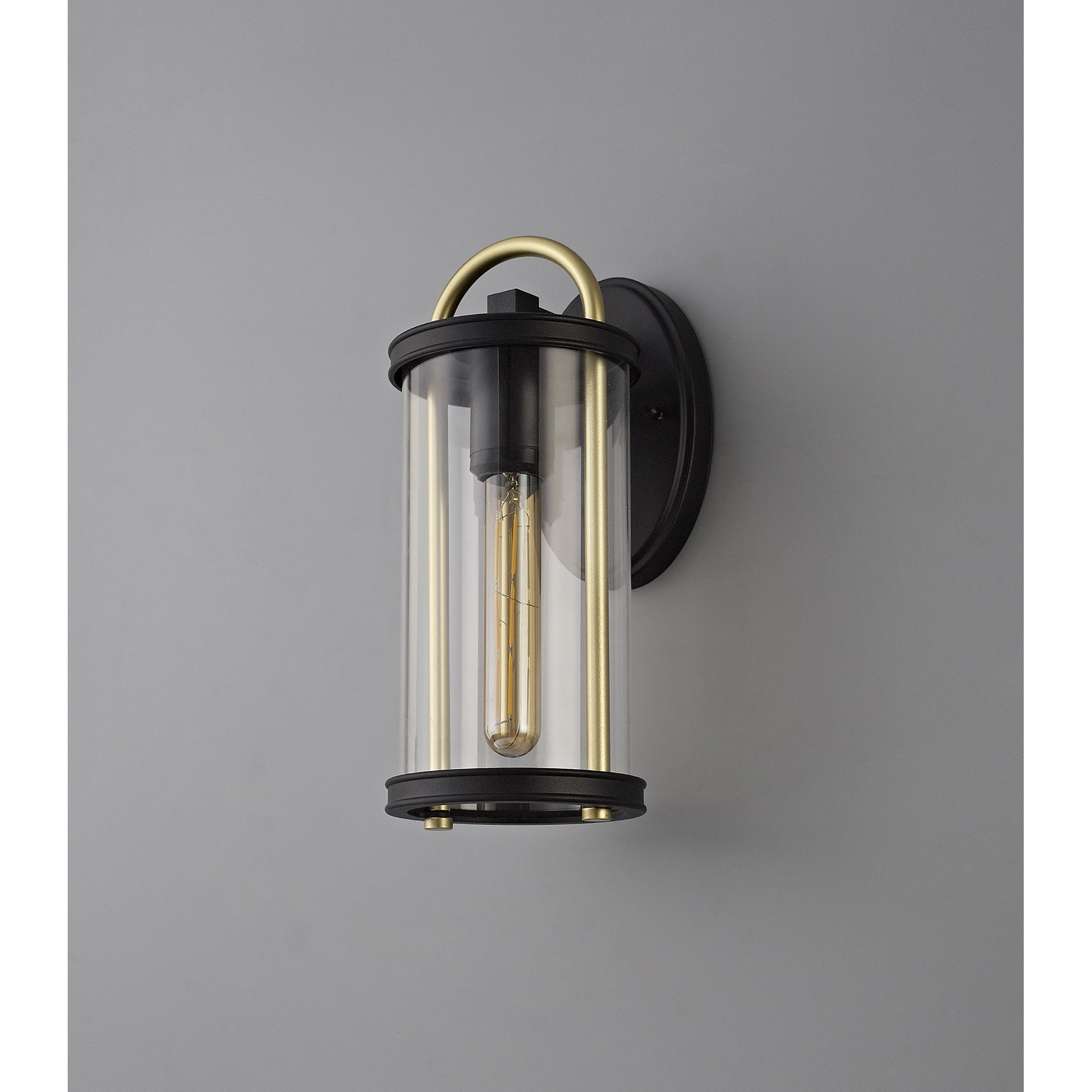 NL75829 Gast Outdoor Small Wall Lamp 1 Light Black & Gold/Clear Glass