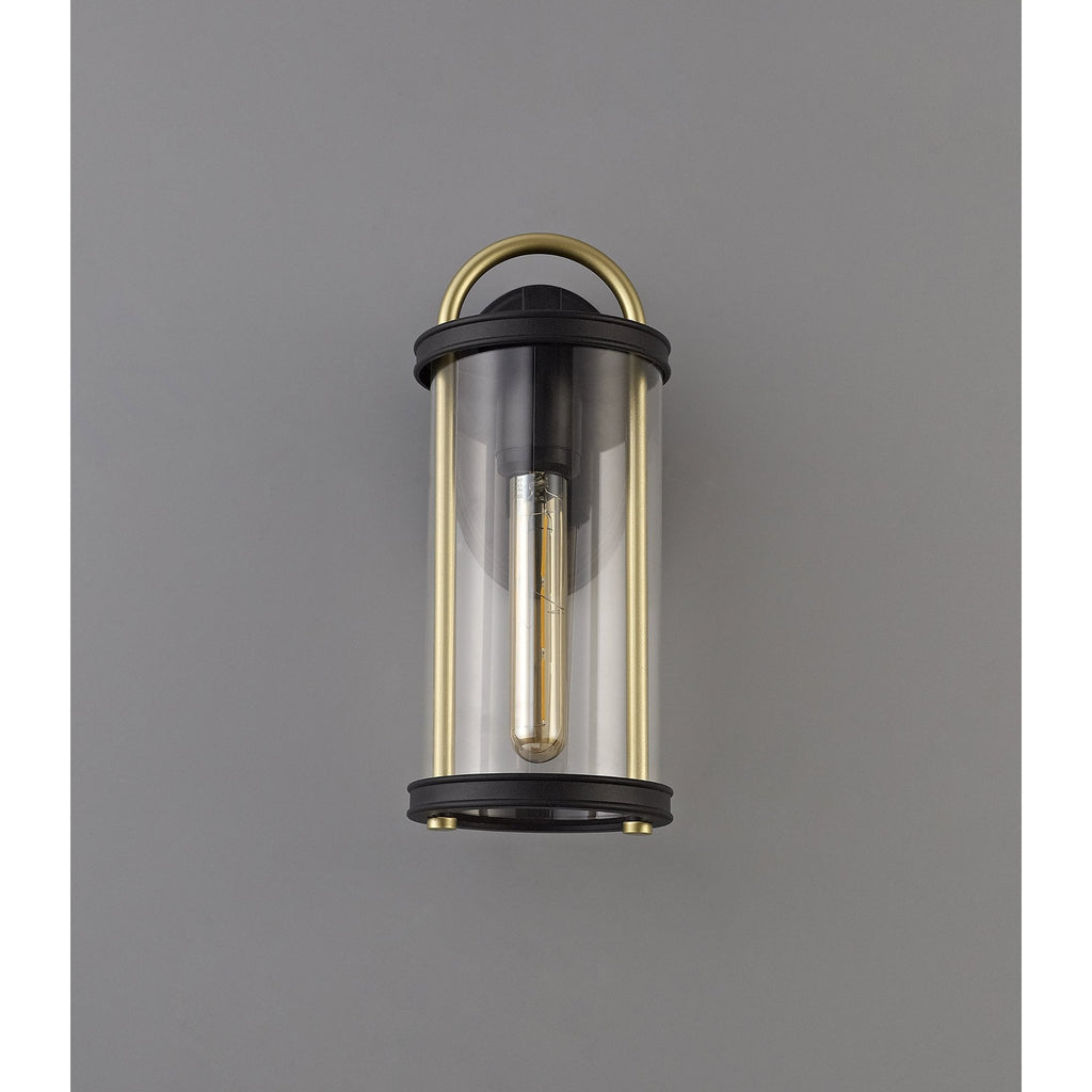 NL75829 Gast Outdoor Small Wall Lamp 1 Light Black & Gold/Clear Glass