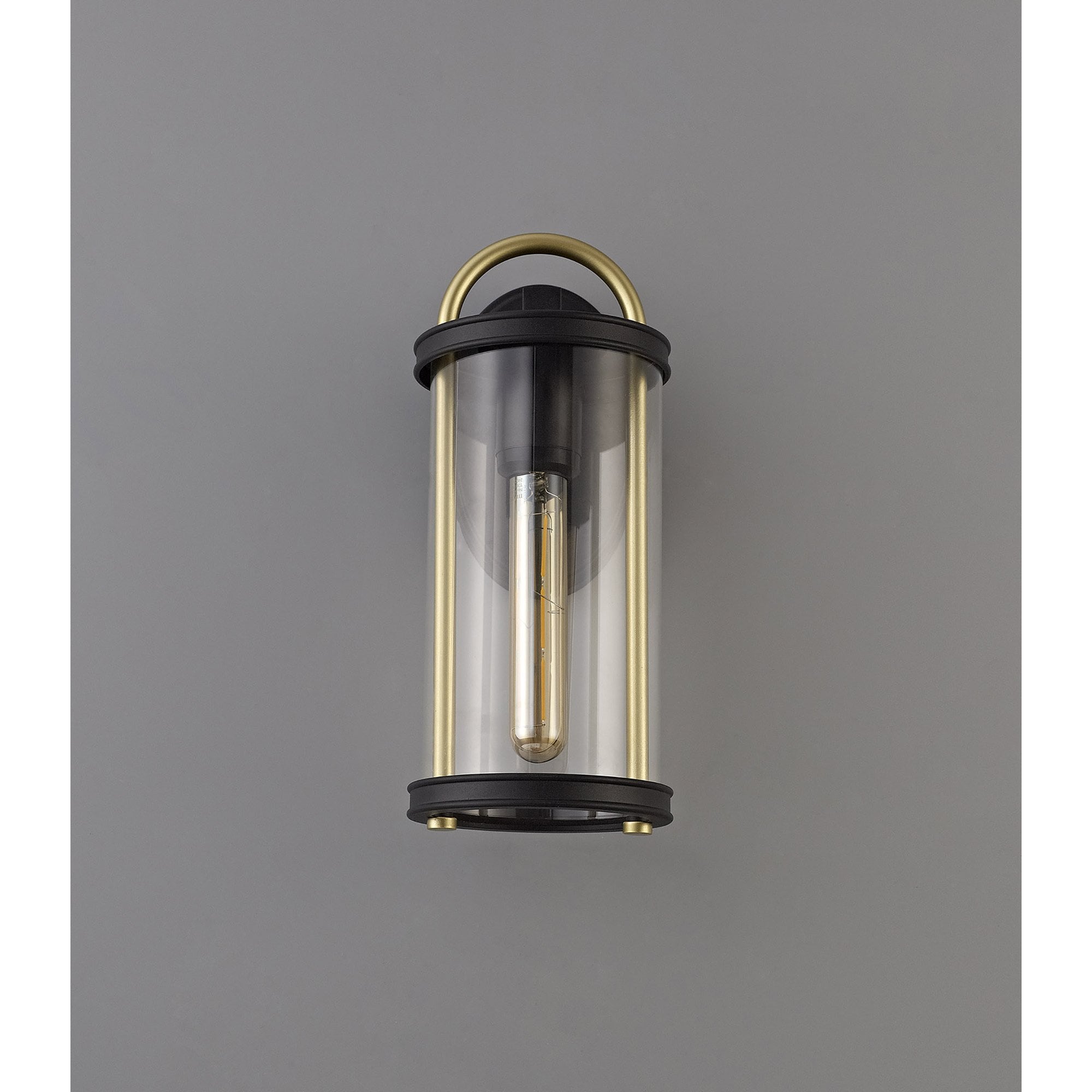 NL75829 Gast Outdoor Small Wall Lamp 1 Light Black & Gold/Clear Glass