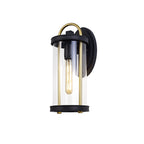 NL75839 Gast Outdoor Large Wall Lamp 1 Light Black & Gold/Clear Glass