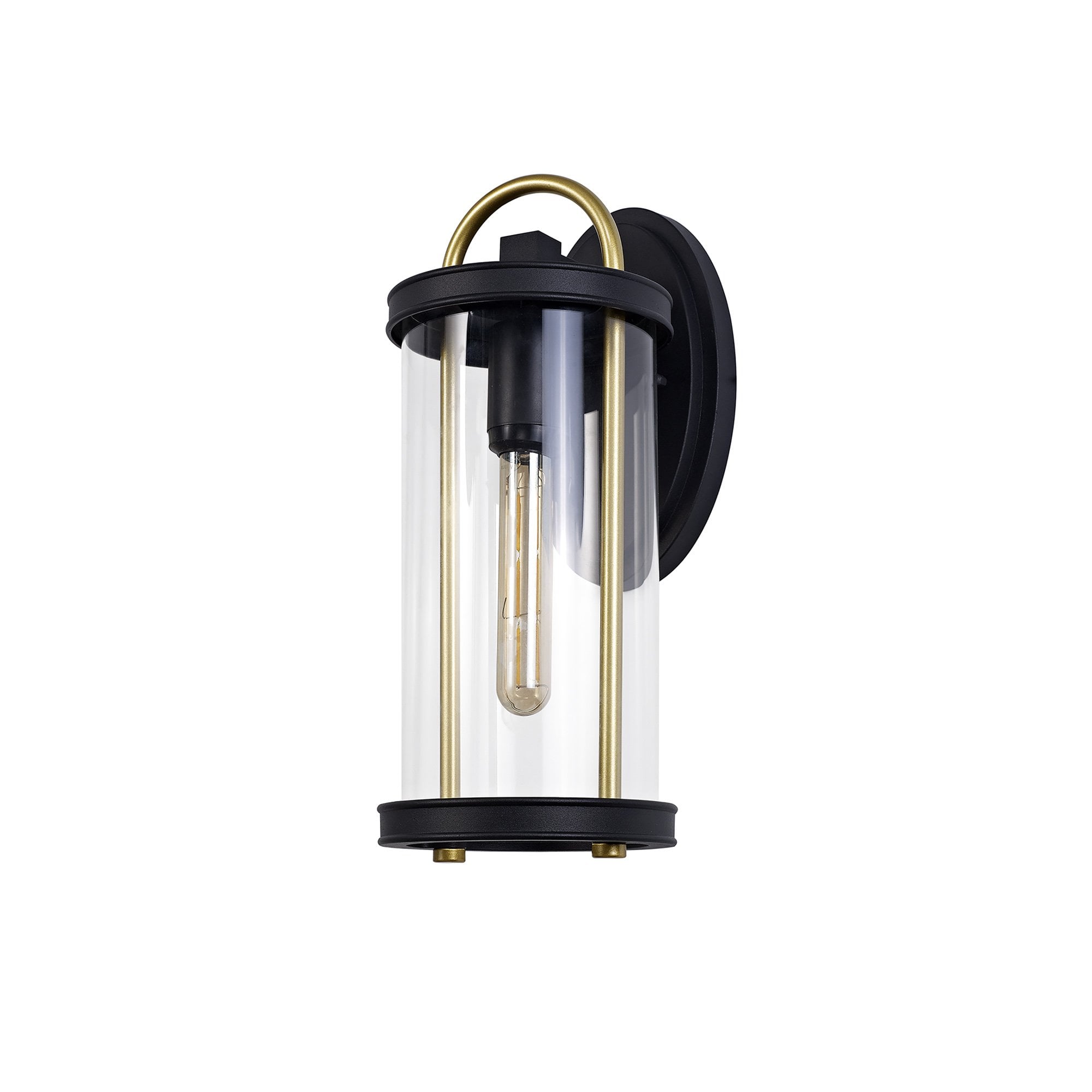 NL75839 Gast Outdoor Large Wall Lamp 1 Light Black & Gold/Clear Glass