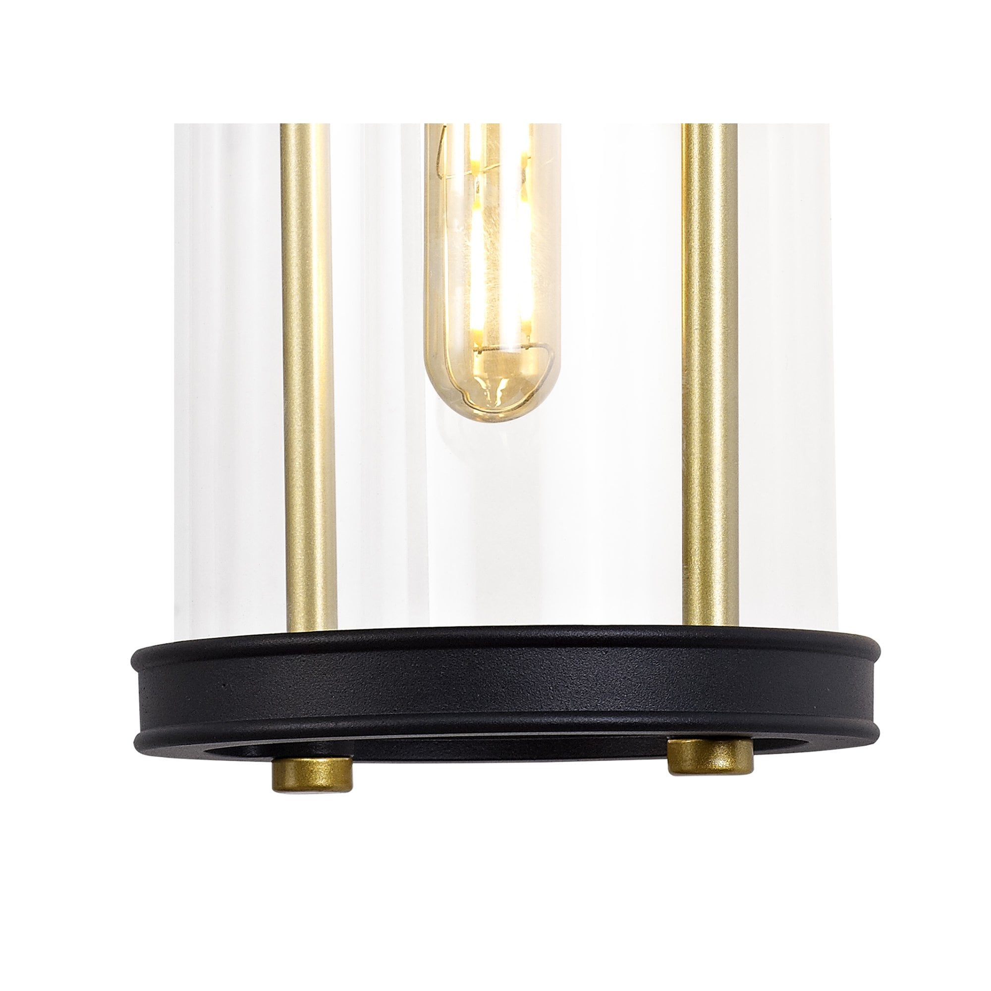 NL75839 Gast Outdoor Large Wall Lamp 1 Light Black & Gold/Clear Glass