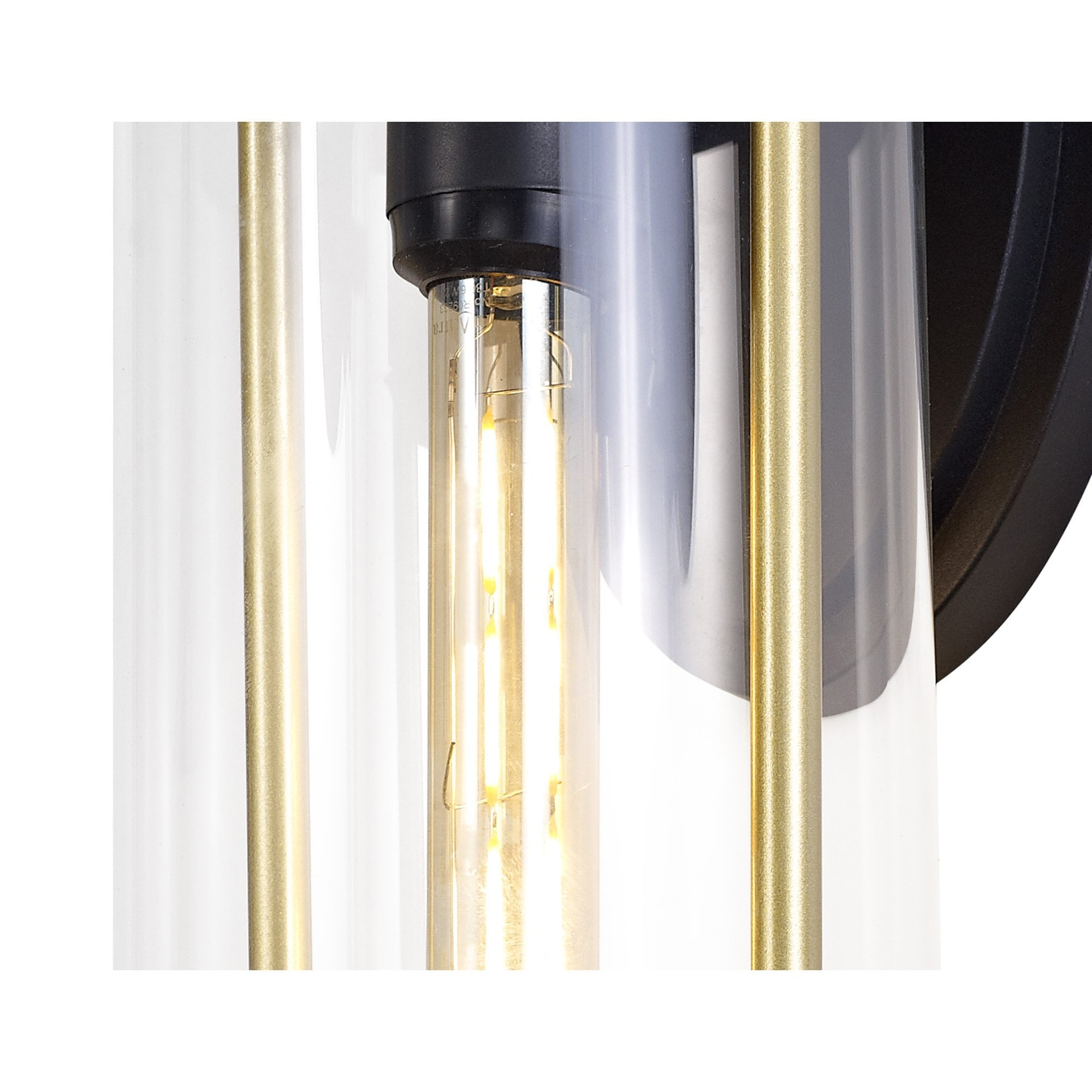 NL75839 Gast Outdoor Large Wall Lamp 1 Light Black & Gold/Clear Glass