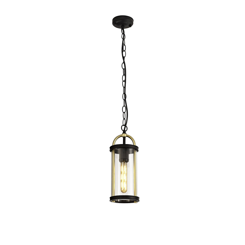 NL75849 Gast Outdoor Pendant 1 Light Black & Gold/Clear Glass