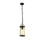 NL75849 Gast Outdoor Pendant 1 Light Black & Gold/Clear Glass