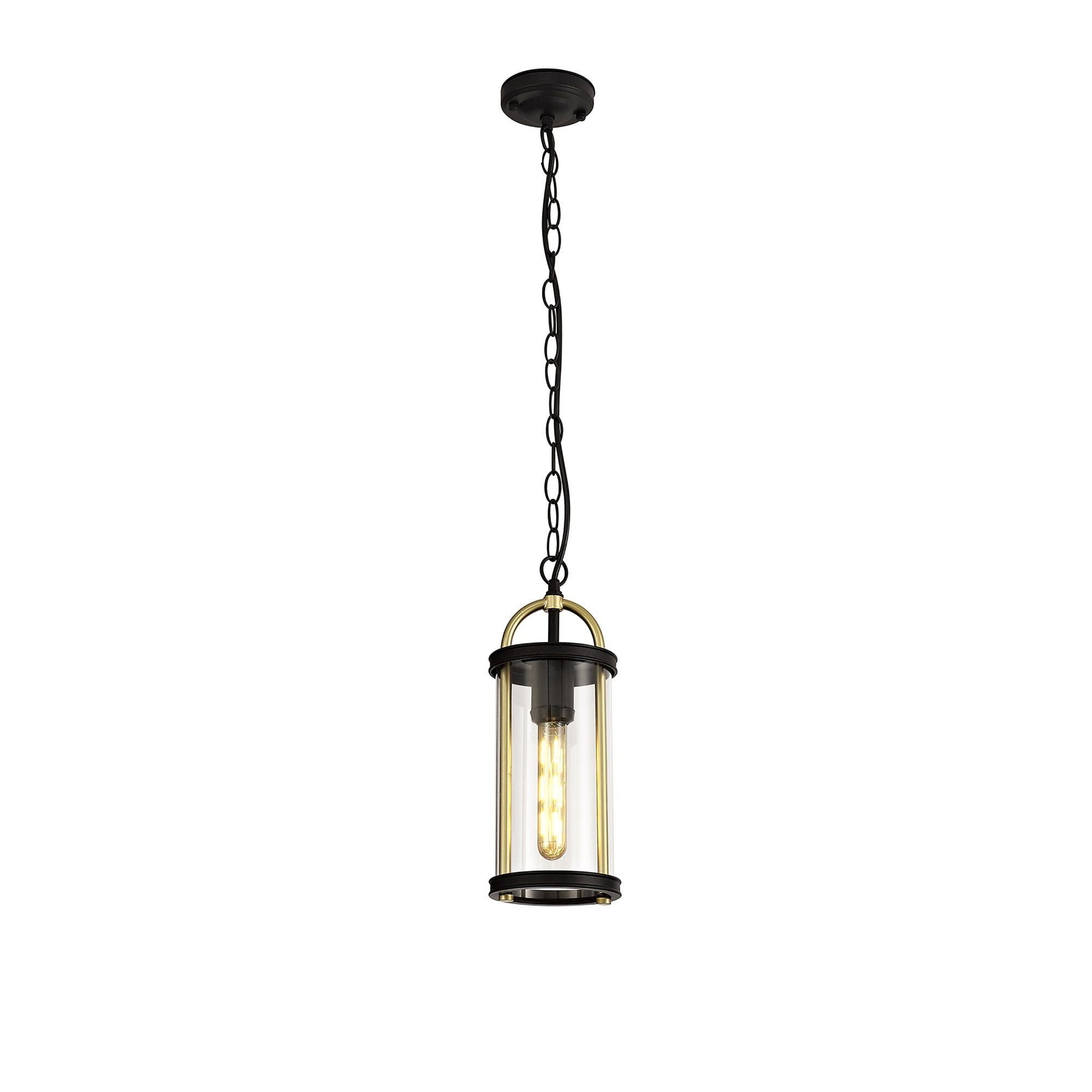 NL75849 Gast Outdoor Pendant 1 Light Black & Gold/Clear Glass