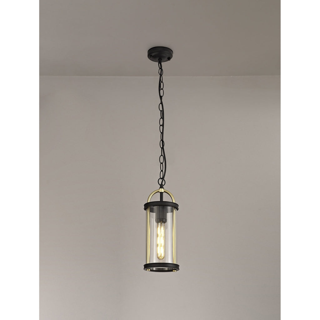 NL75849 Gast Outdoor Pendant 1 Light Black & Gold/Clear Glass
