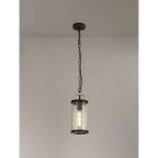 NL75849 Gast Outdoor Pendant 1 Light Black & Gold/Clear Glass