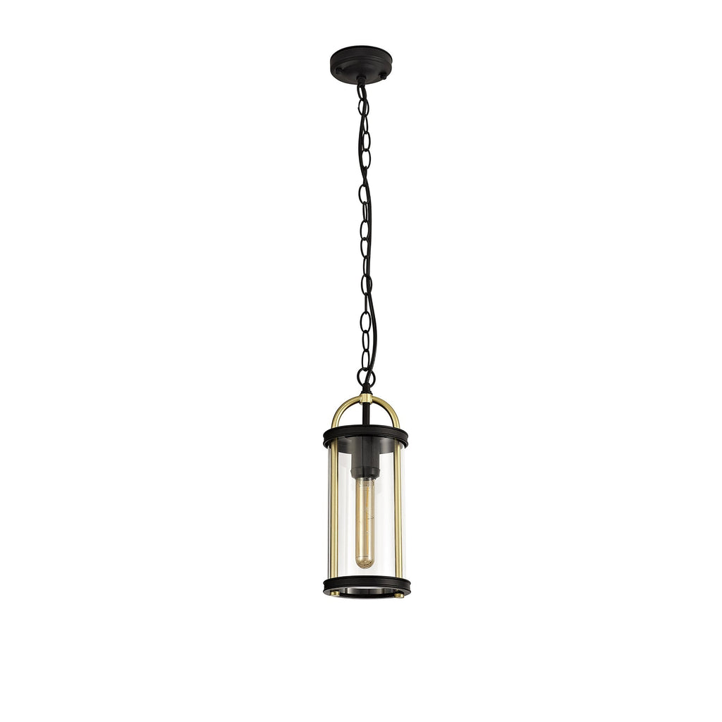 NL75849 Gast Outdoor Pendant 1 Light Black & Gold/Clear Glass
