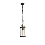 NL75849 Gast Outdoor Pendant 1 Light Black & Gold/Clear Glass