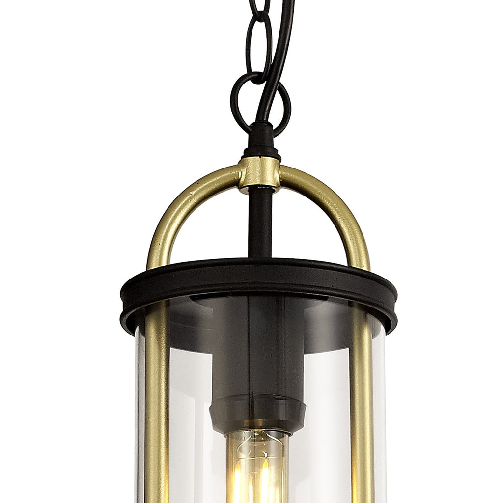 NL75849 Gast Outdoor Pendant 1 Light Black & Gold/Clear Glass